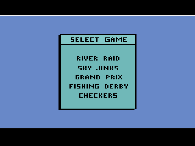 Super Hit Pak - River Raid, Sky Jinks, Grand Prix, Fishing Derby, Checkers — game screenshot
